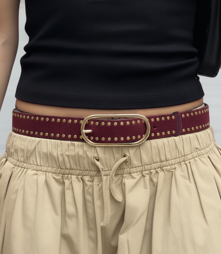 StudLined Suede Belt