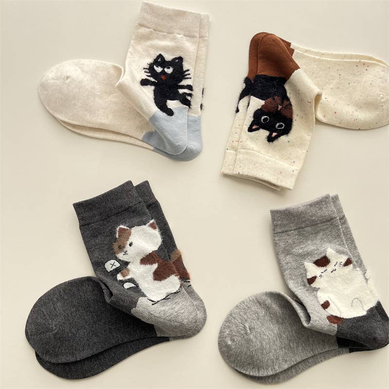 Adorable Cat Animal Pattern Casual Crew Socks
