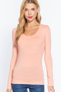 Thumbnail for [PLUS SIZE] Long Sleeve Scoop Neck Top