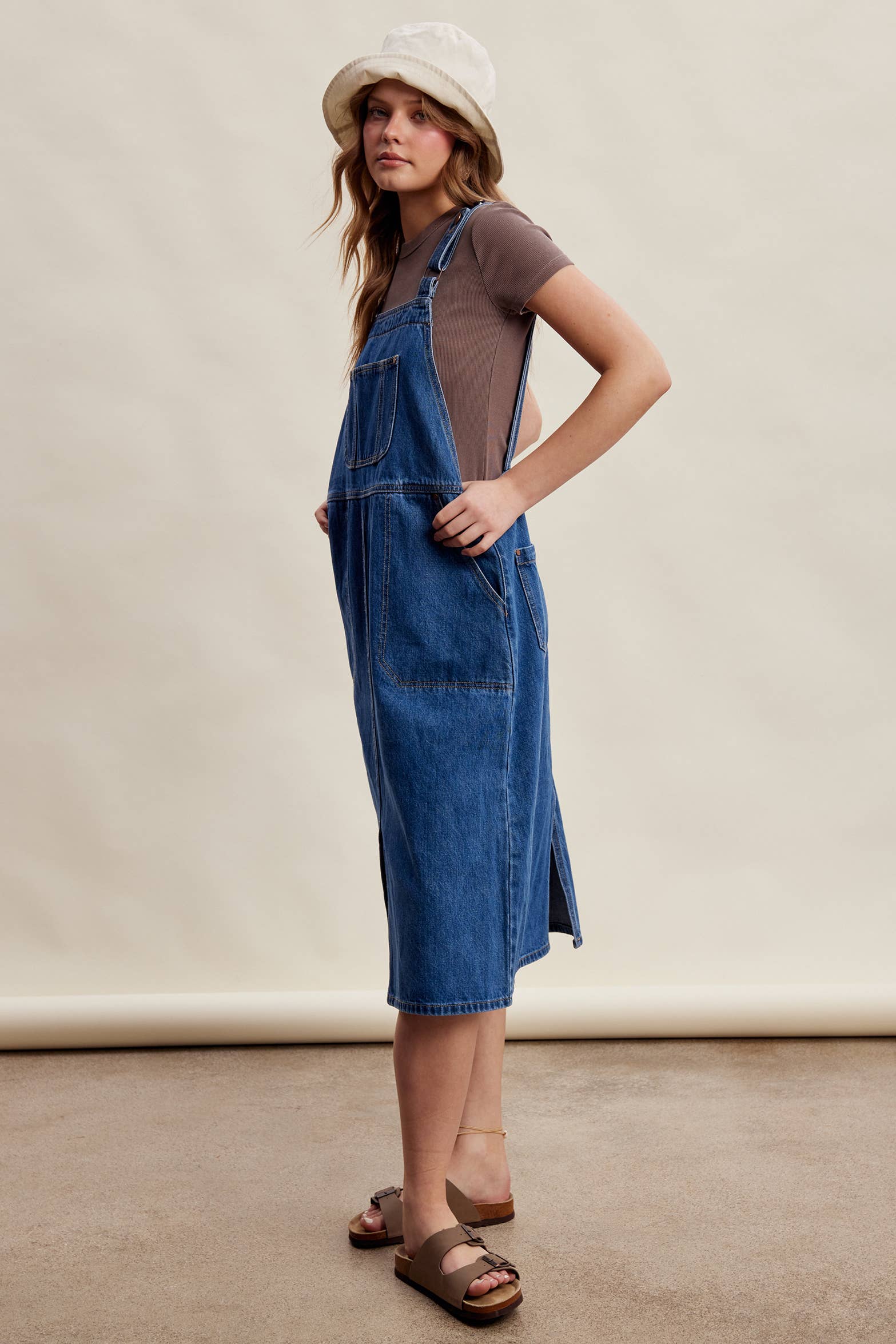 The Juliette Dress, Denim Overall Midi Dress