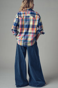 Thumbnail for Plaid Snap-Front Western Shirt