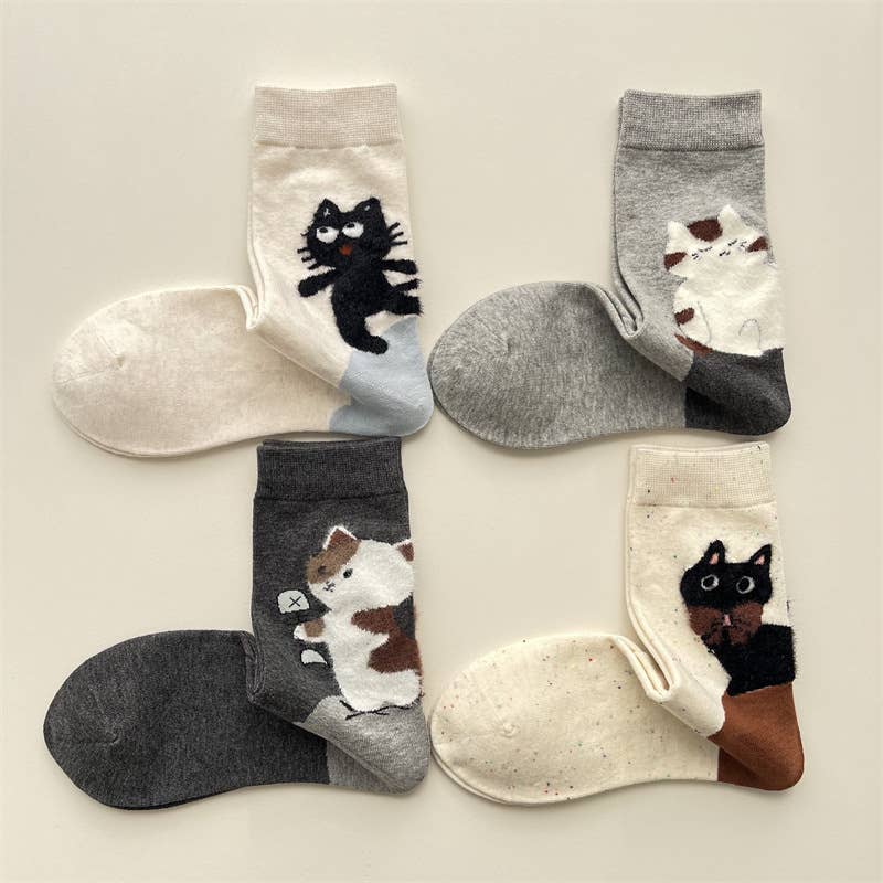 Adorable Cat Animal Pattern Casual Crew Socks