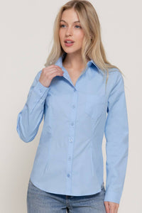 Thumbnail for Long Sleeve Button Down Stretch Poplin Shirt