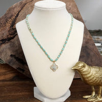 Thumbnail for Short Beaded Clover Pendant Necklace with Semi-Precious Stone Beads