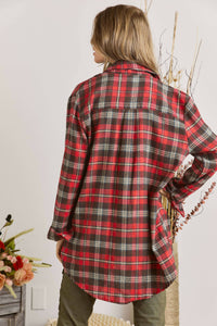 Thumbnail for BUTTON DOWN FLANNEL SHIRT: RED