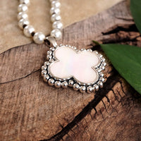 Thumbnail for Pearlized beads Necklace with Cross and Clover pendant Mother of Pearl Abalone
