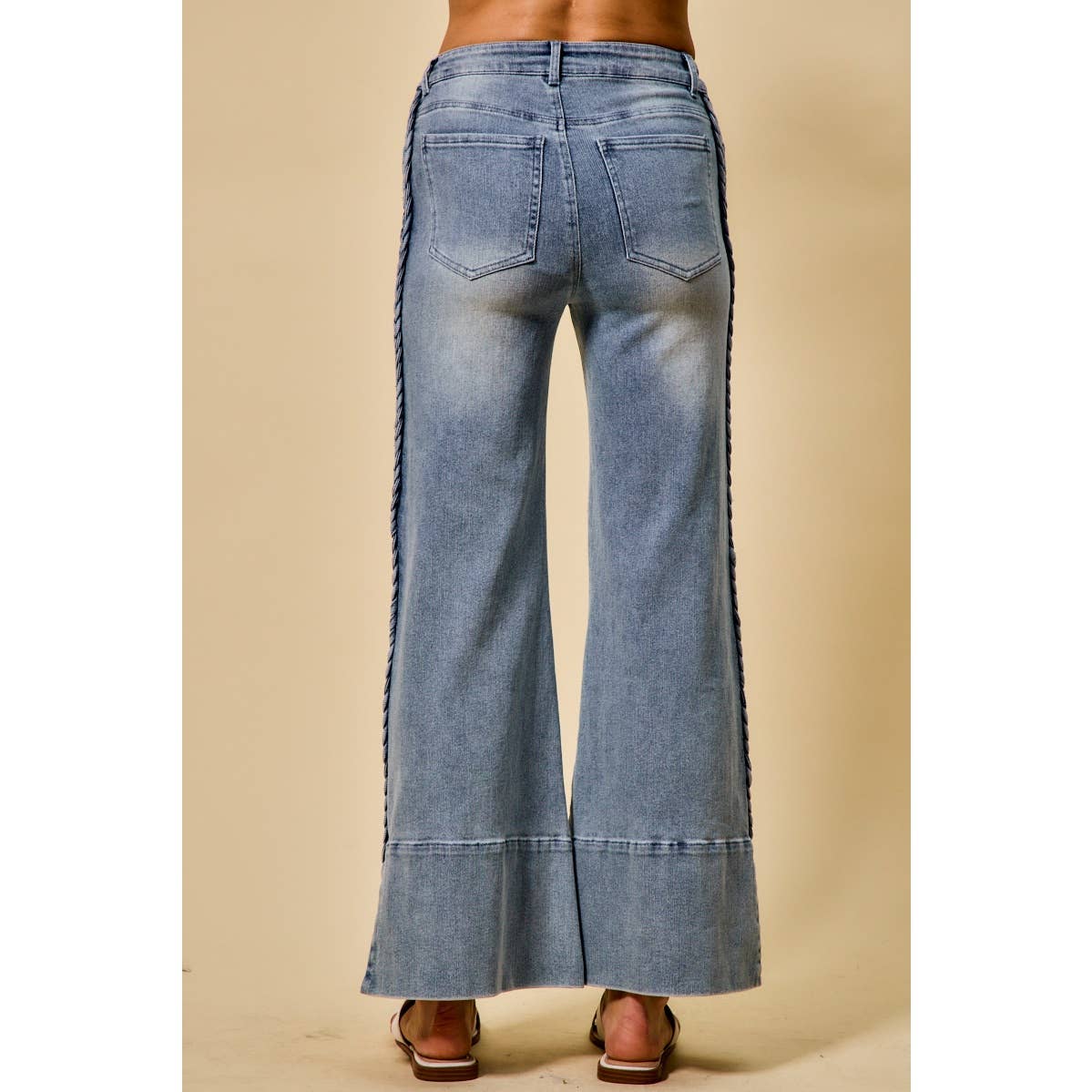 The Genevieve Jeans, Braided Side Wide Leg Denim