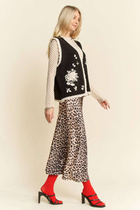 Thumbnail for FLORAL EMBROIDERED LACE SWEATER KNIT VEST TOP