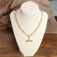 Thumbnail for Toggle Bar Pendant Paperclip Chain Necklace in Gold Tone