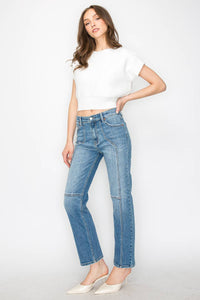 Thumbnail for WESTERN DETAILING HIGH RISE STRAIGHT LEG JEANS