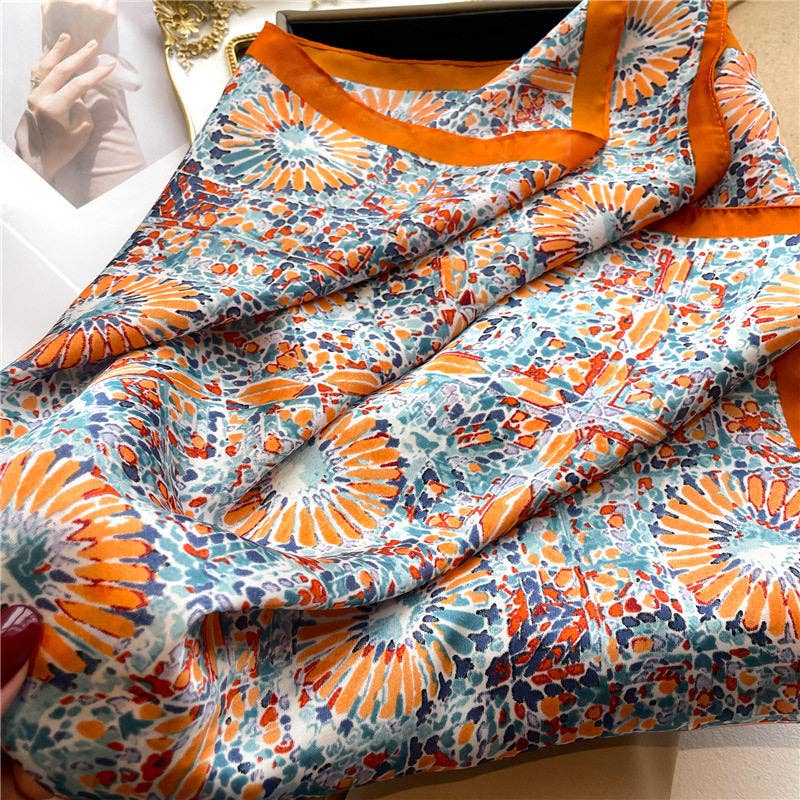 Vintage Print Silk Scarf
