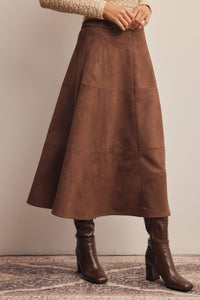 Thumbnail for Stretched Suede A-Line Midi Skirt FSK0023
