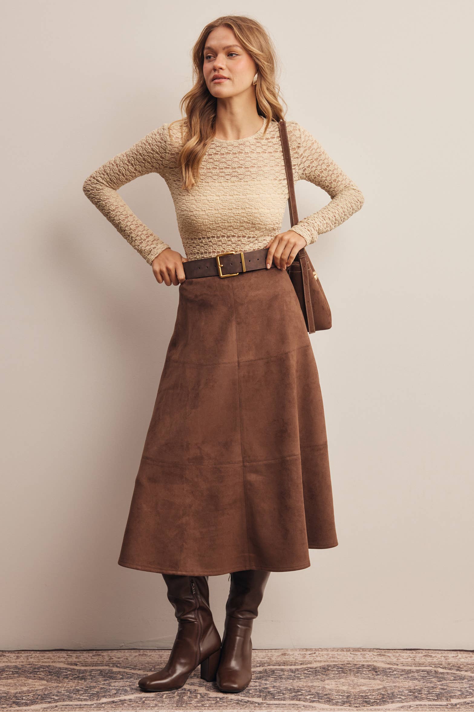 The Adelaide Suede Midi Skirt
