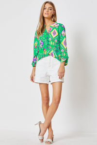 Thumbnail for 3/4 Sleeve Lizzy Wrinkle Free Blouse: Emerald