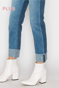 Thumbnail for PLUS SIZE - HIGH RISE STRAIGHT JEANS - Light to Medium Wash