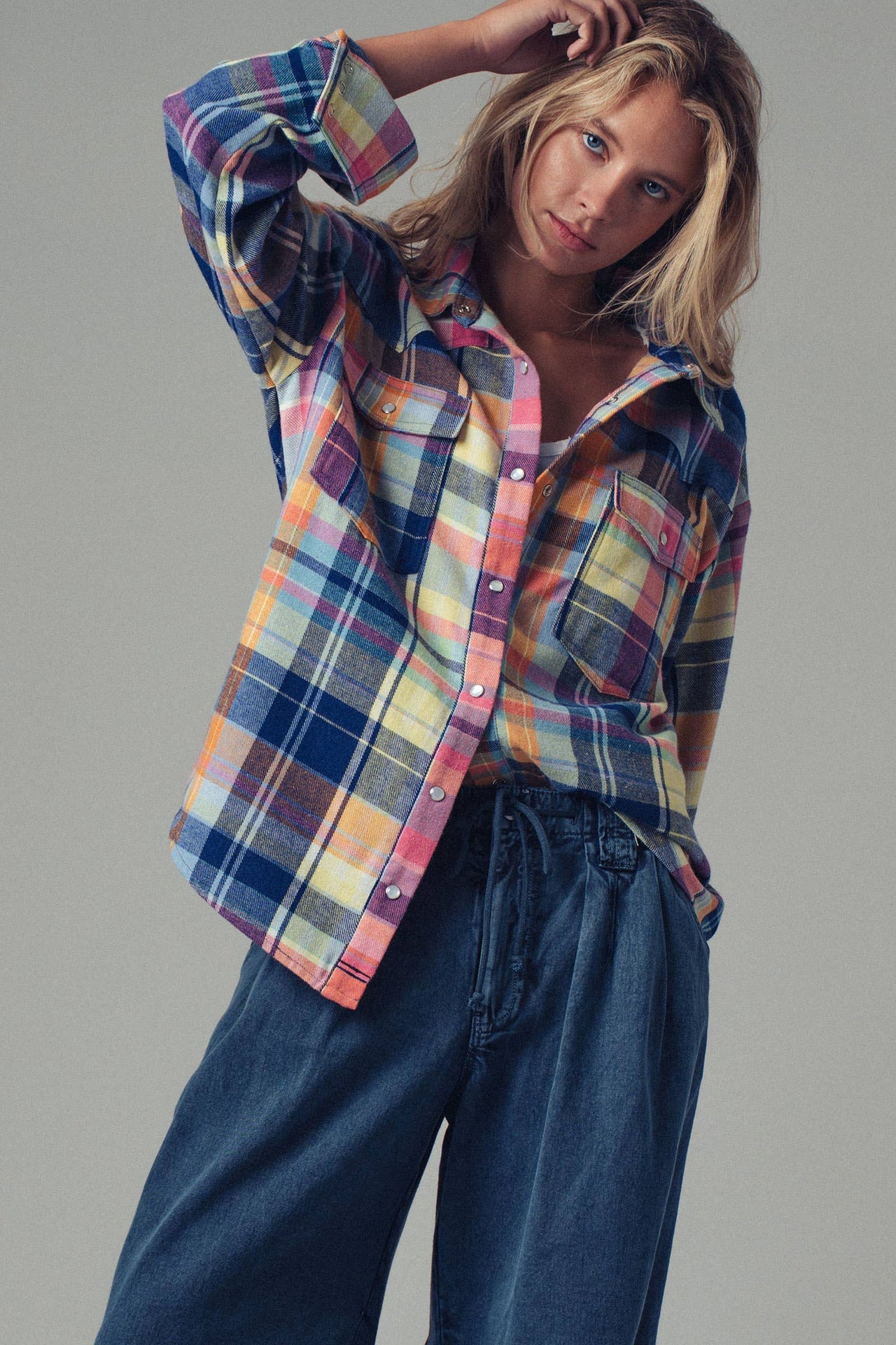 Plaid Snap-Front Western Shirt