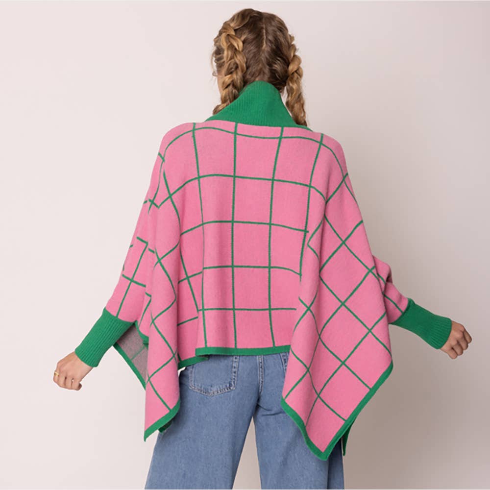 Plaid Knit Poncho