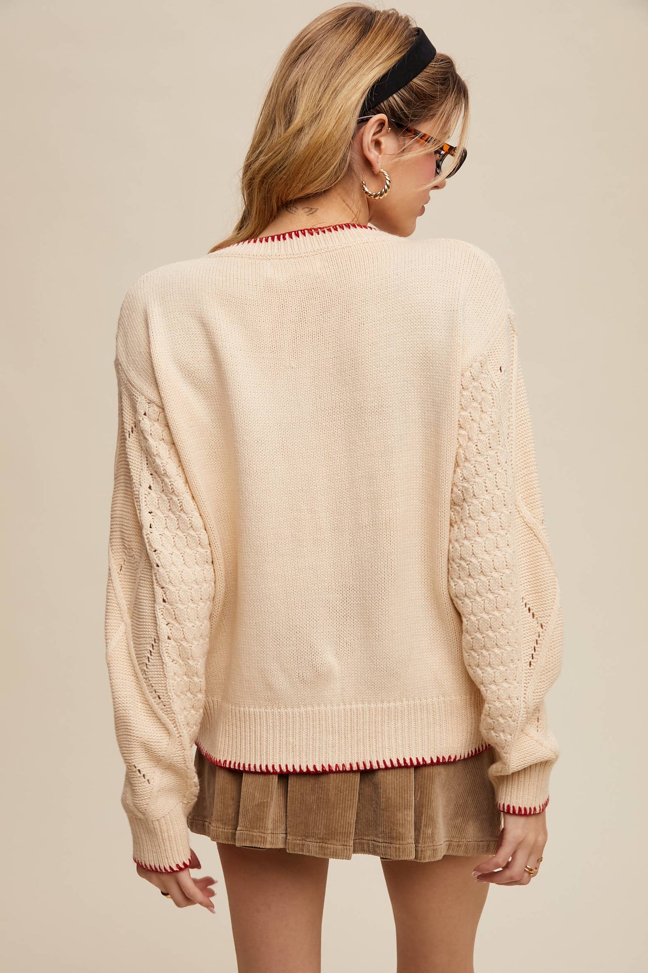 Floral Embroidered Button-Up Cardigan LSW0979