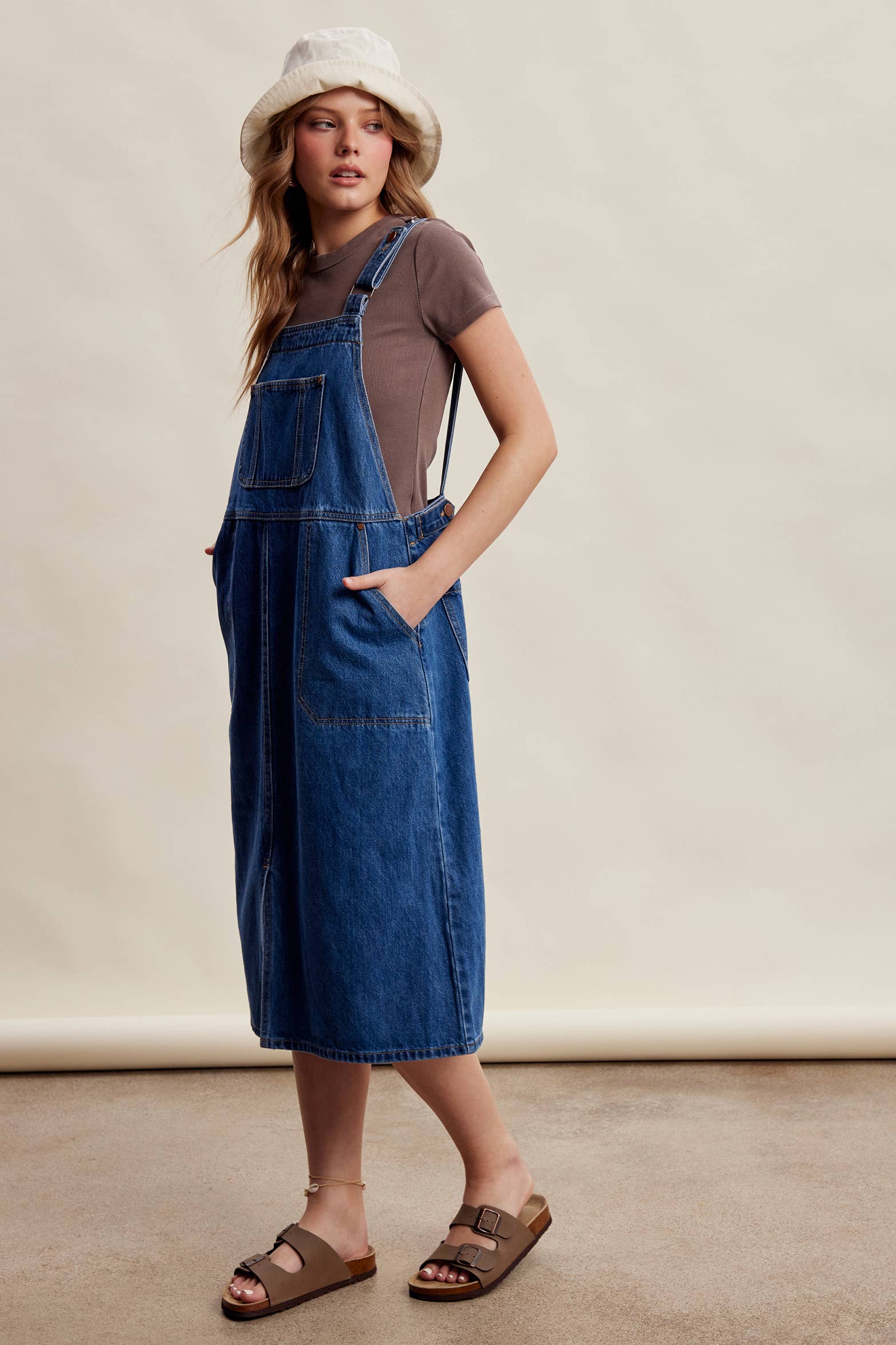 The Juliette Dress, Denim Overall Midi Dress