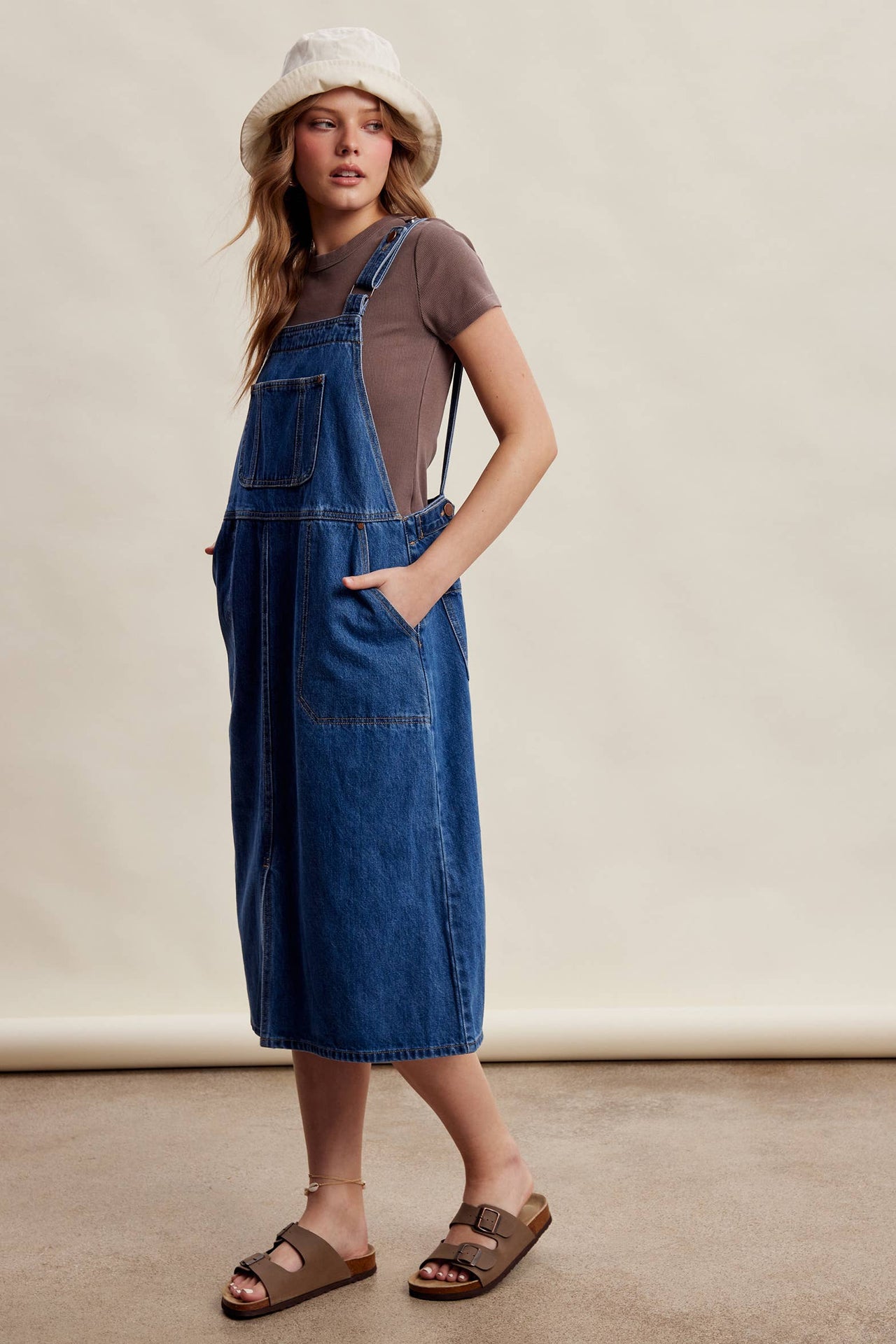 The Juliette Dress, Denim Overall Midi Dress