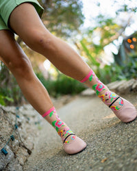 Thumbnail for Flamingo Floral Sheer Crew Sock