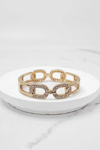 Thumbnail for Sparkly Bangles hinge links Gold tone Crystals