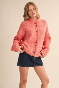 Thumbnail for STRIPED SWEATER CARDIGAN WITH COLORFUL BUTTONS