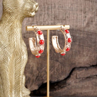 Thumbnail for Jeweled Bubble Hoop Earrings – Colorful Acrylic Cabochons