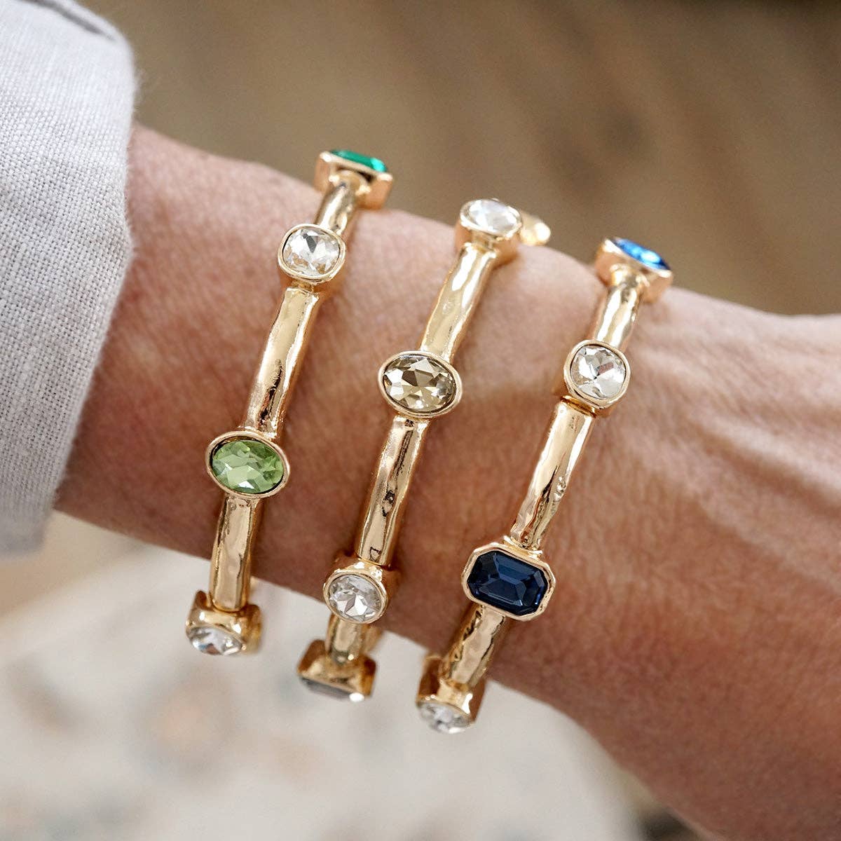 Radiant Stones – Jeweled Stretch Bangle Bracelet
