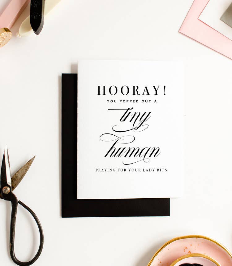 Tiny Human and Lady Bits New Baby Greeting Card