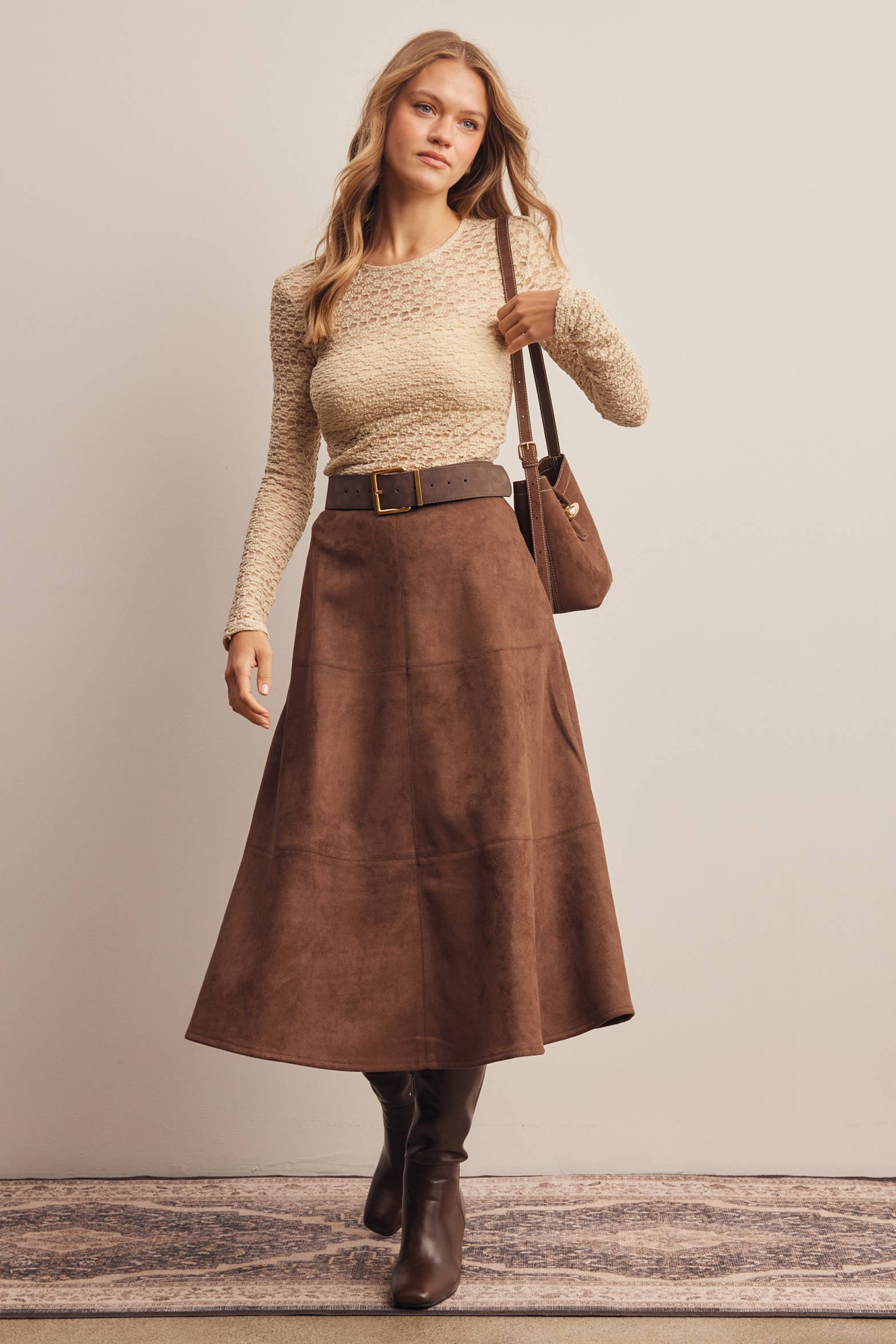 The Adelaide Suede Midi Skirt