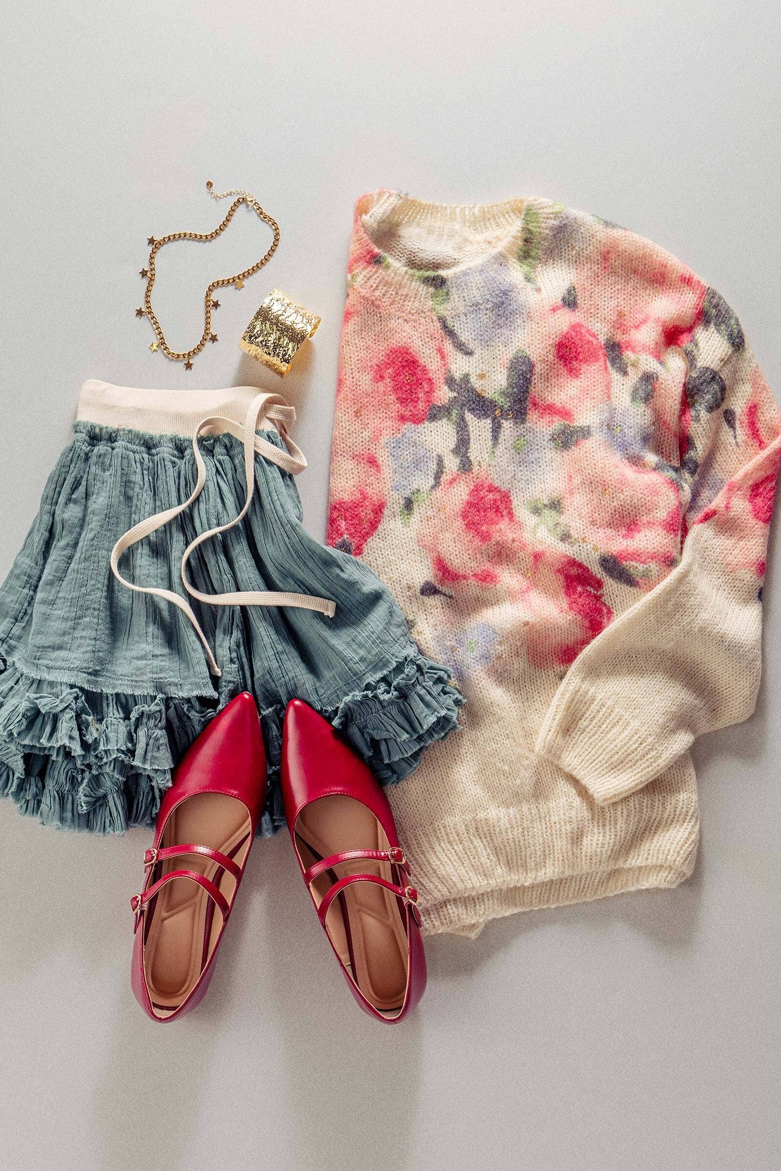 The Rosalie Floral Knit Sweater | Cream & Pink