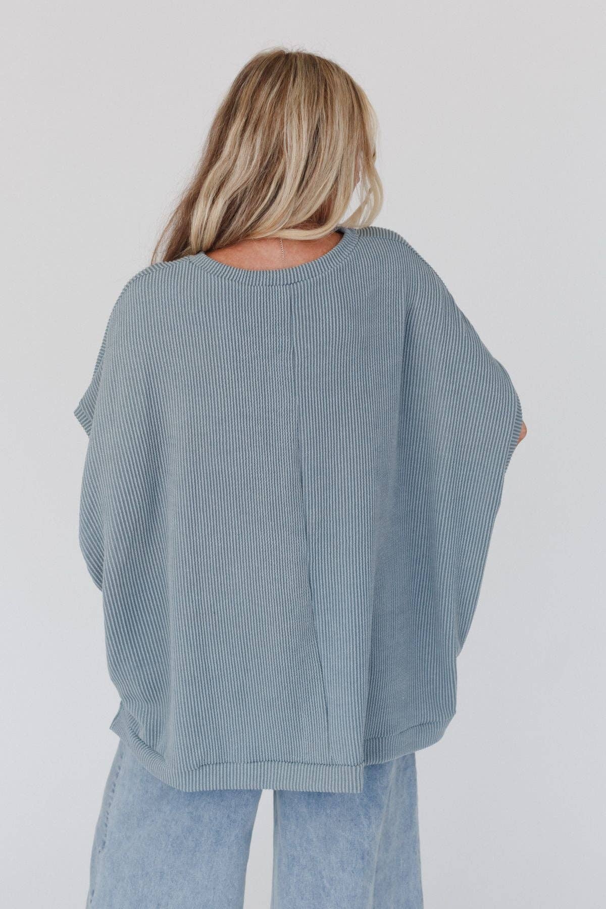 Moon Glow Texture Knit Top - Seafoam: