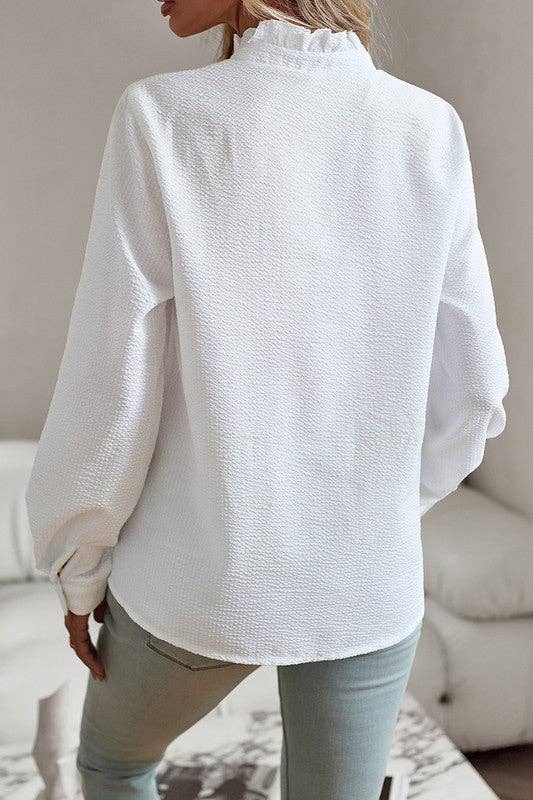 Ruffled Trim Collar Shirt