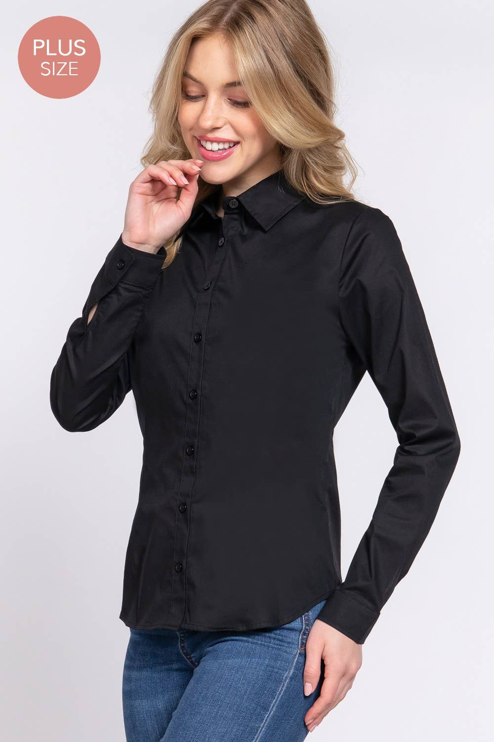 The Vivienne Shirt - Curvy, Stretch Cotton Button Down