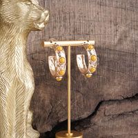 Thumbnail for Jeweled Bubble Hoop Earrings – Colorful Acrylic Cabochons