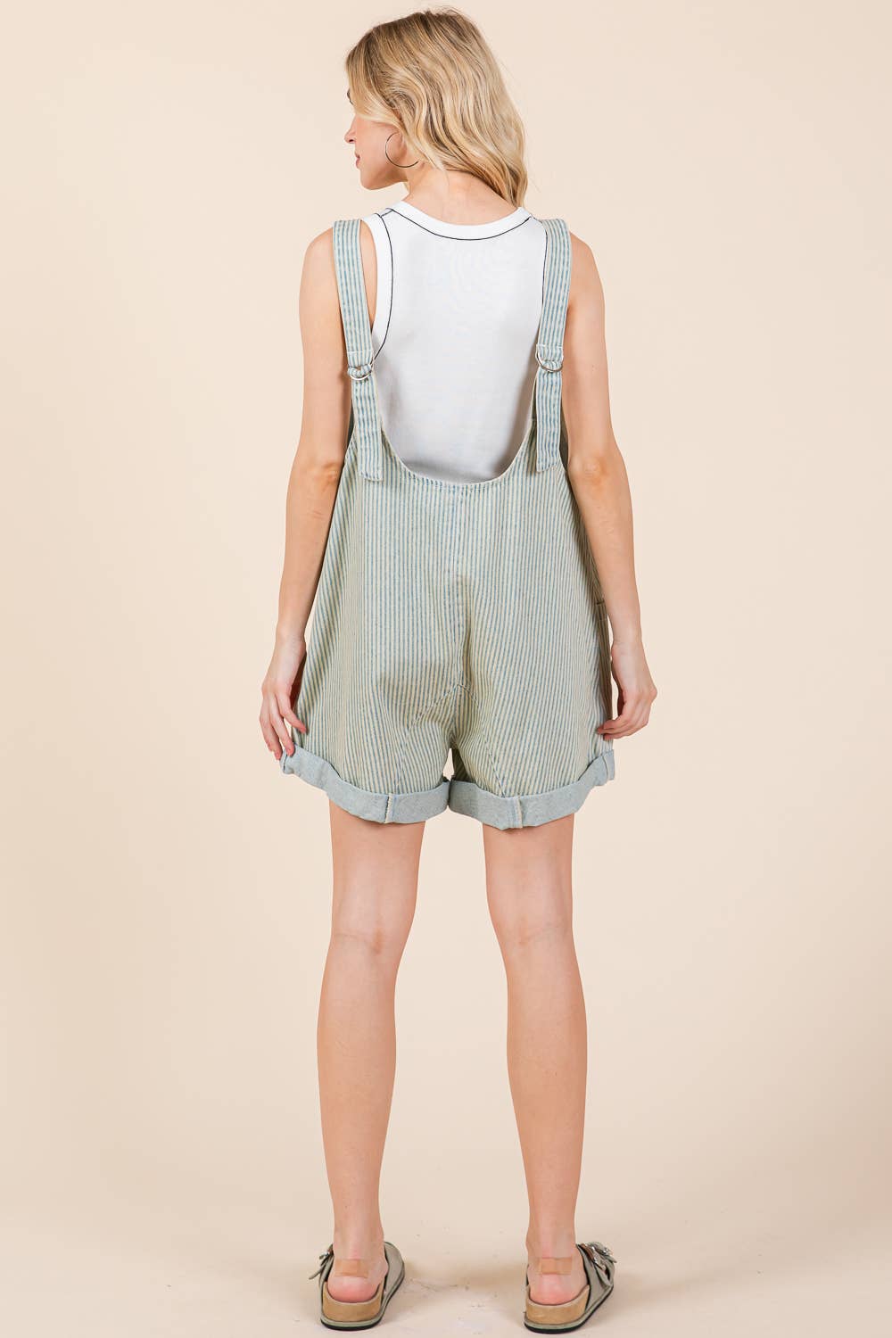 Stripe Denim Shortalls/Romper