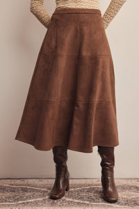 Thumbnail for Stretched Suede A-Line Midi Skirt FSK0023