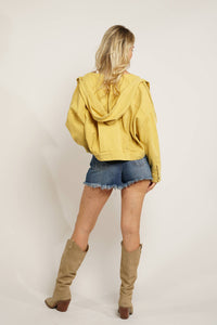 Thumbnail for Plus Cropped Denim Jacket:  Mustard