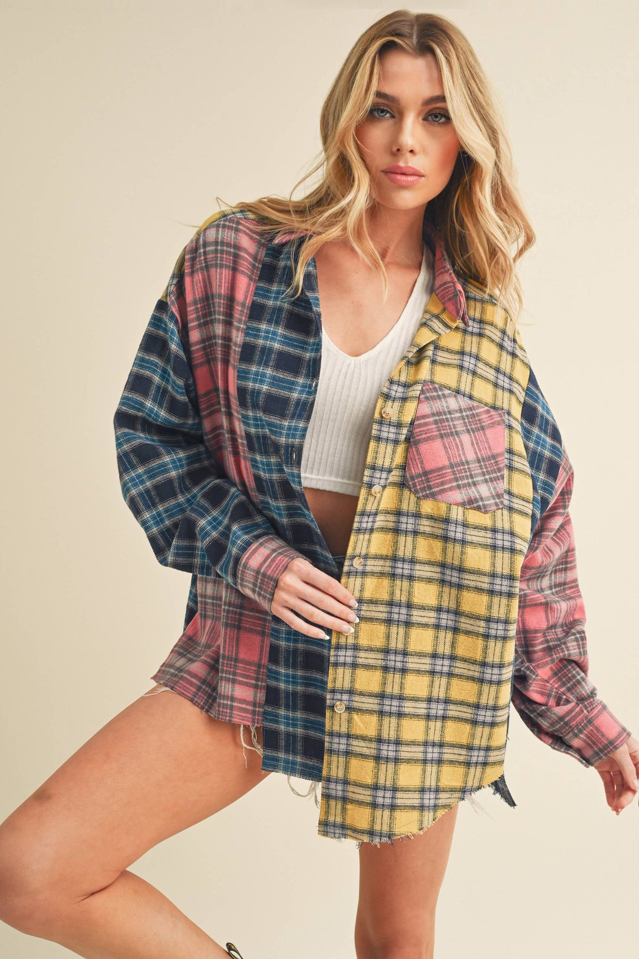 Neela Multi Color Plaid Flannel Shirt