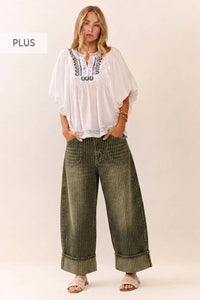 Thumbnail for The Maren Striped Barrel Pants-Plus
