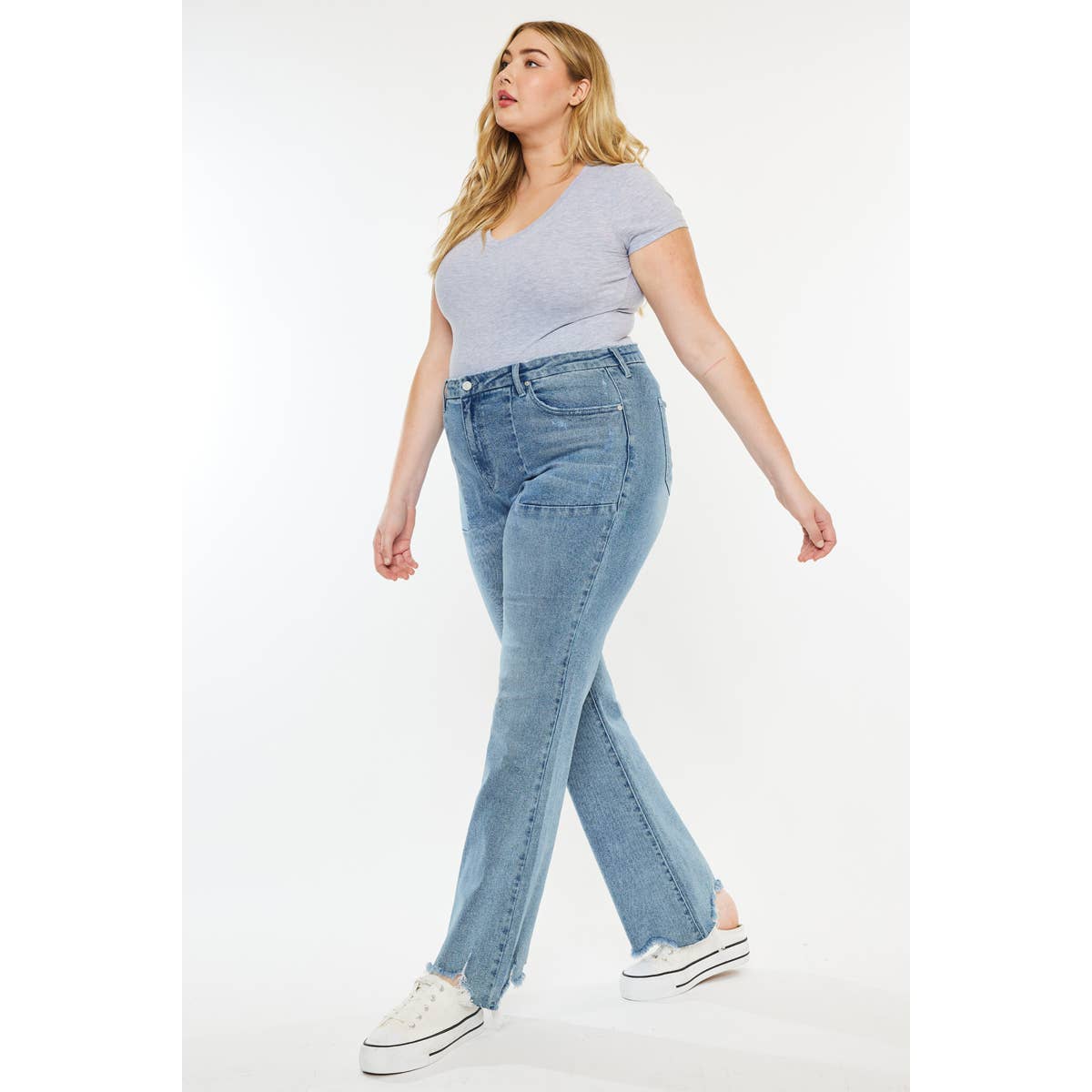 KanCan USA PLUS PETITE HIGH RISE FLARE JEANS