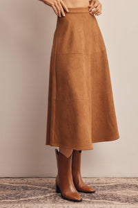 Thumbnail for Stretched Suede A-Line Midi Skirt FSK0023