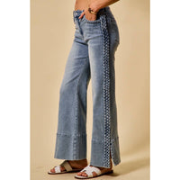 Thumbnail for The Genevieve Jeans, Braided Side Wide Leg Denim
