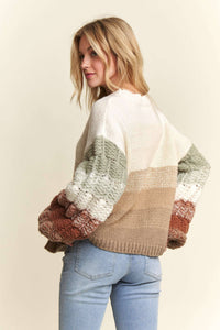 Thumbnail for PUFF SLEEVE OMBRE SWEATER TOP