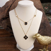 Thumbnail for Clover Dainty Layered Necklace – Gold Tone & Color Options