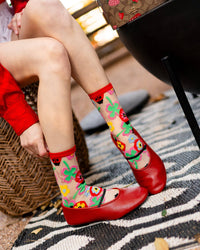 Thumbnail for Lucky Ladybug Sheer Crew Sock