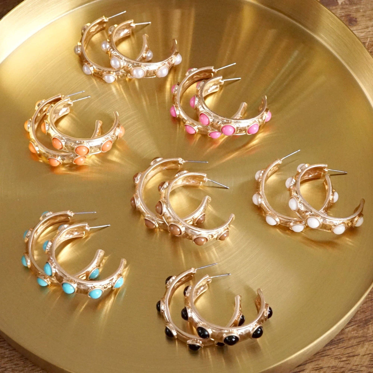 Jeweled Bubble Hoop Earrings – Colorful Acrylic Cabochons