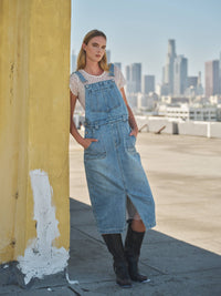 Thumbnail for DENIM OVERALL MIDI SKIRTS