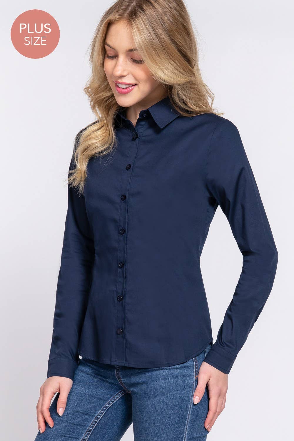 The Vivienne Shirt - Curvy, Stretch Cotton Button Down
